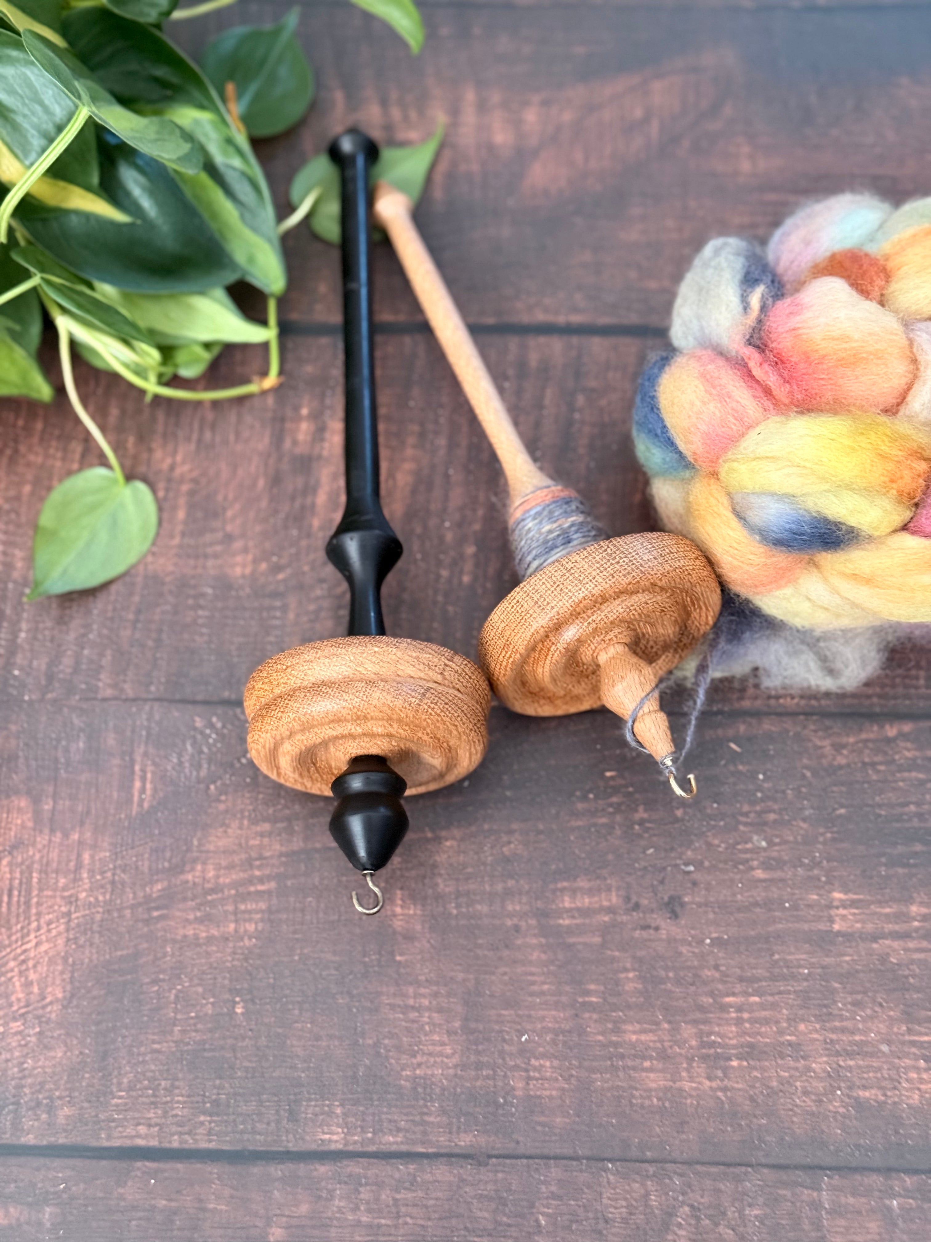 Pre Order - Hand Turned Drop Spindle – Red Squirrel and Dune